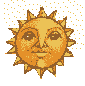 a glittering sun face