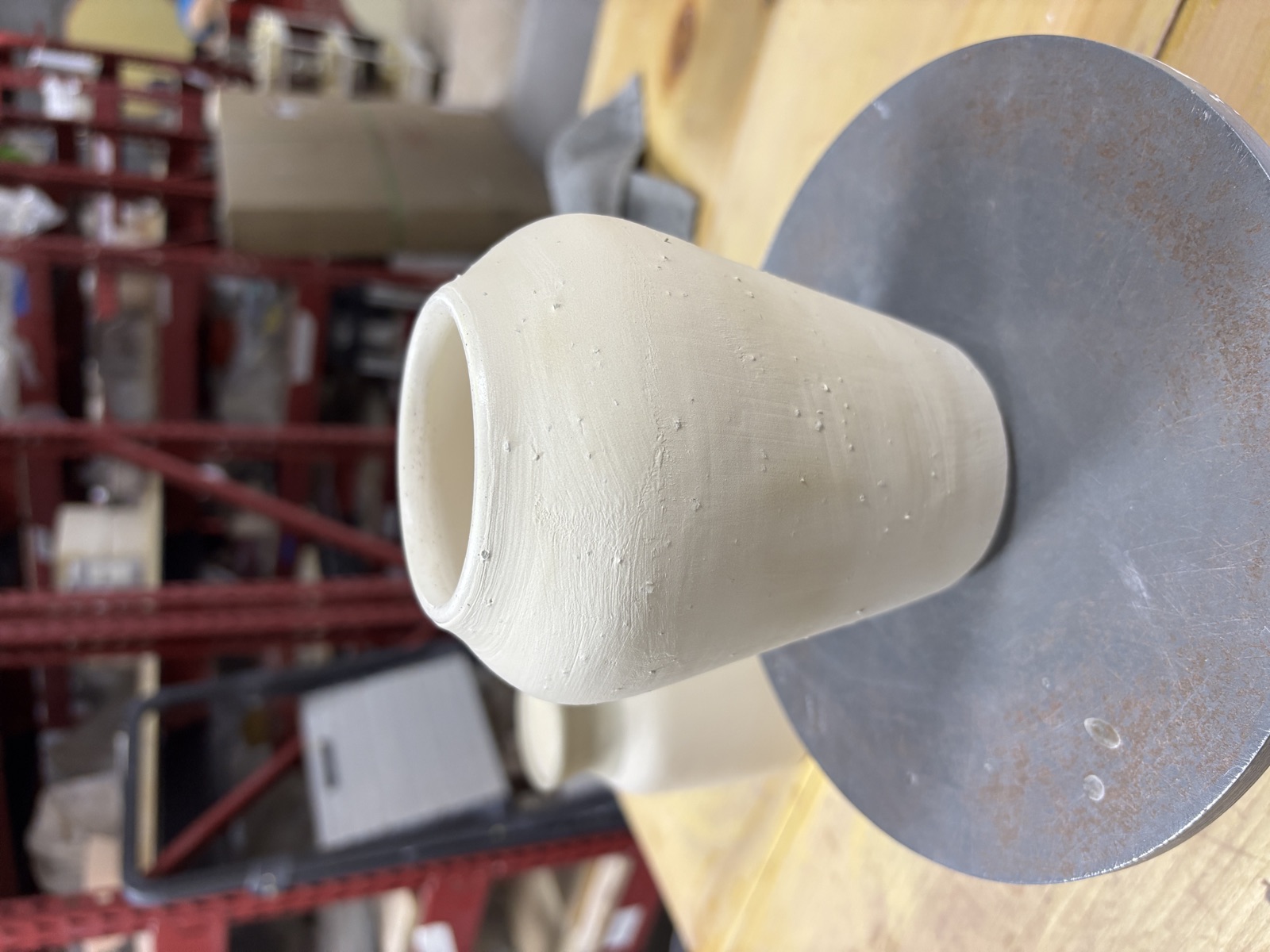 Tall narrow vase, bisqueware