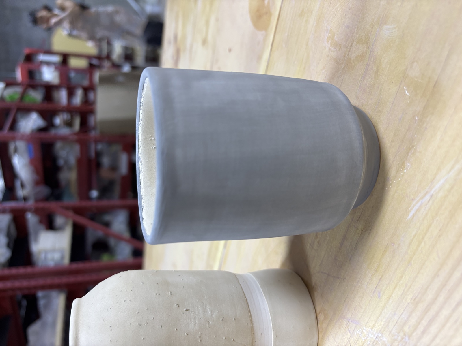 Two cups side by side, slate and cream