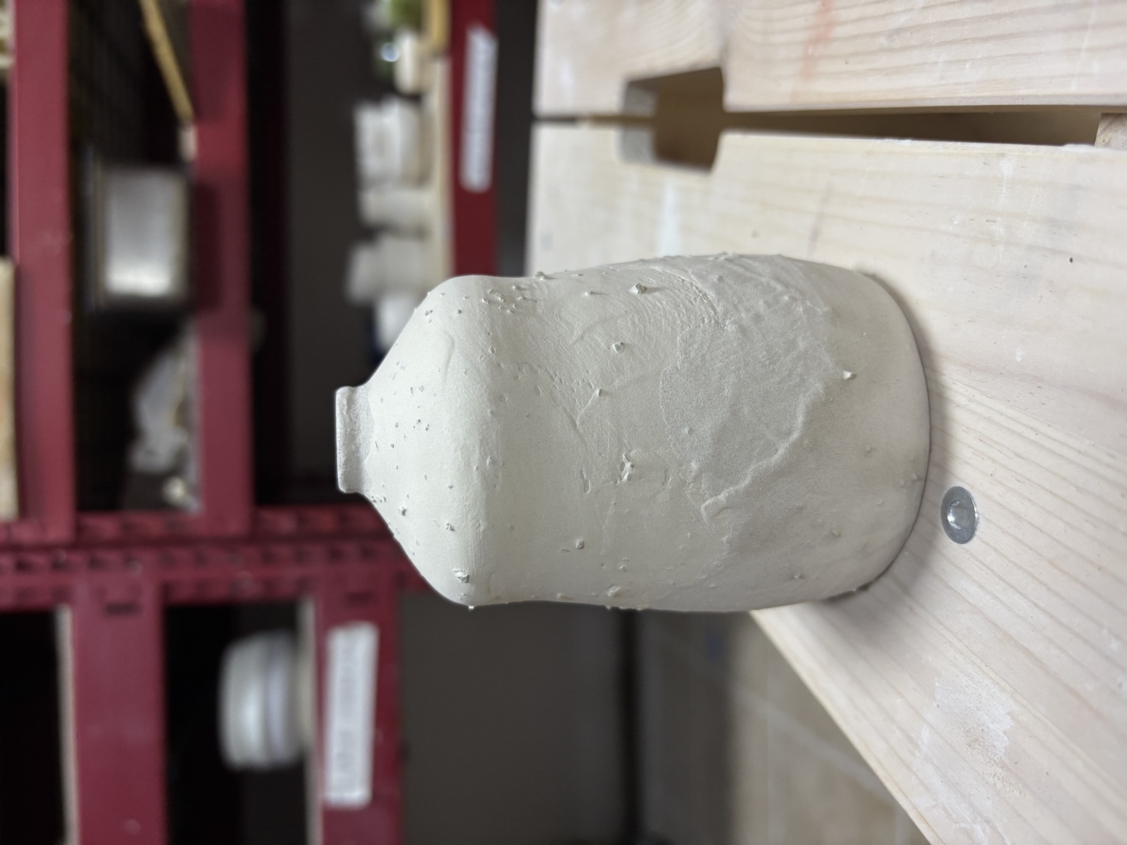 Wide short vessel, rough hand-built texture